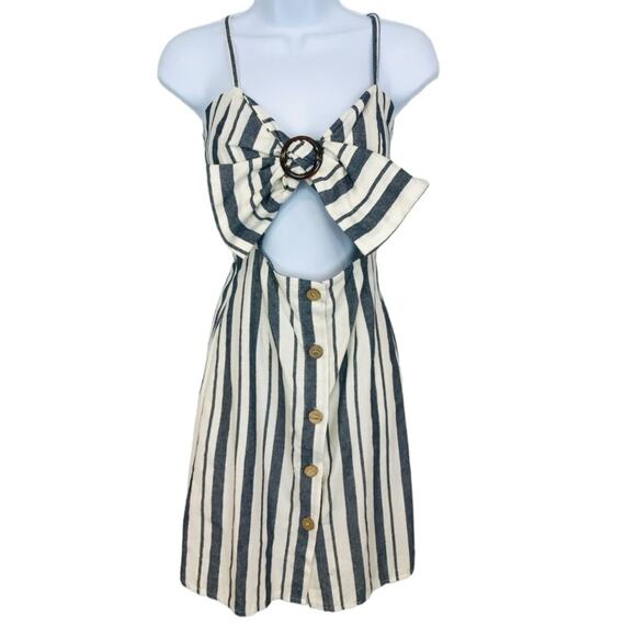 Nasty Gal On the Right Lines Striped Cut-Out mini Dress NWT - Picture 4 of 16